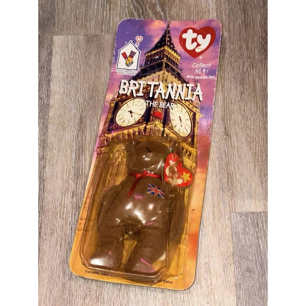 NIP Brittania Ty Beanie Baby Bear Great Brittan 1997 McDonald’s Retired